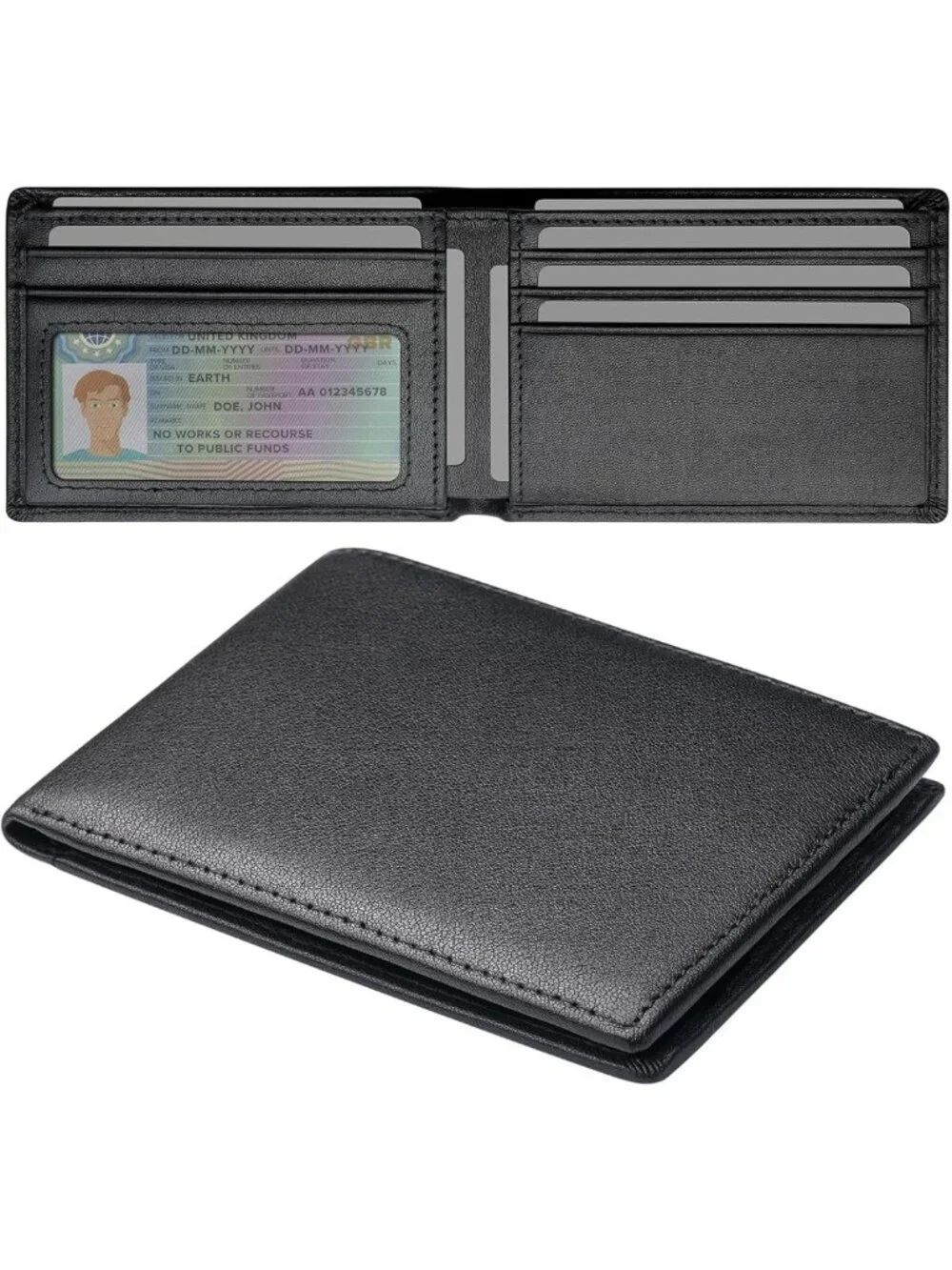 Slim Genuine Leather Wallet for Men, RFID Blocking Bifold, Front Pocket, ID